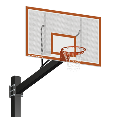 Basketball System - Titan (Powder Coated) Black (6 in. x 6 in. Pole with 6 ft. Offset) - 72 in. Perforated Steel Backboard - Flex Rim Goal